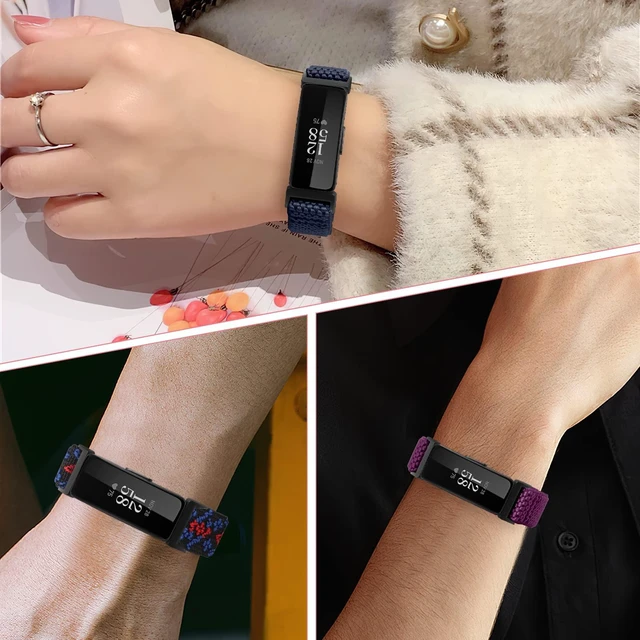 Alt view image 4 of 6 - Elastic Watch Band Compatible with Fitbit Inspire /3/2/HR/Ace 2/3, Soft Nylon Sport Wristband Replacement Straps For Women & Men