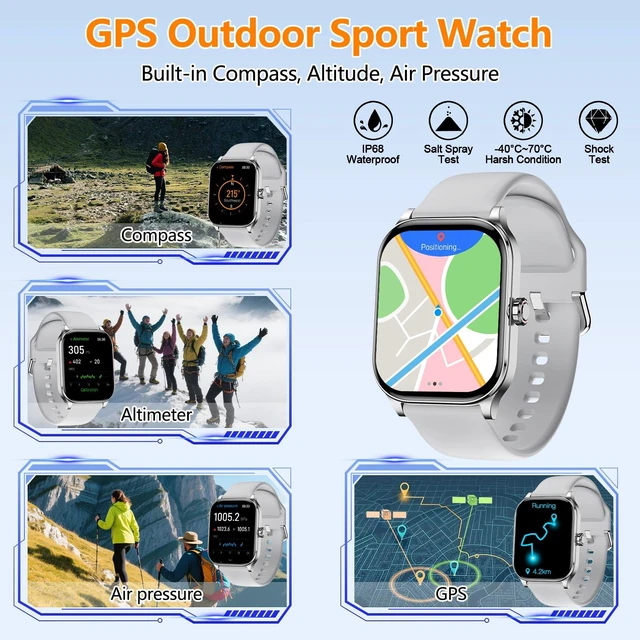 Alt view image 6 of 7 - Smart Watch for Women Men, GPS Smartwatches with Heart Rate/SpO2/Sleep/Stress Monitor, 100+ Sports Fitness Watches, IP68 Waterproof Activity Tracker for Android/iOS Phone (Silver, 1.96"_GPS)