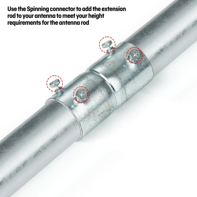Alt view image 4 of 5 - Antenna Mast 3ft Extension Pole, 1.25" x3Ft Heavy Duty Galvanized Steel with 1 Coupler