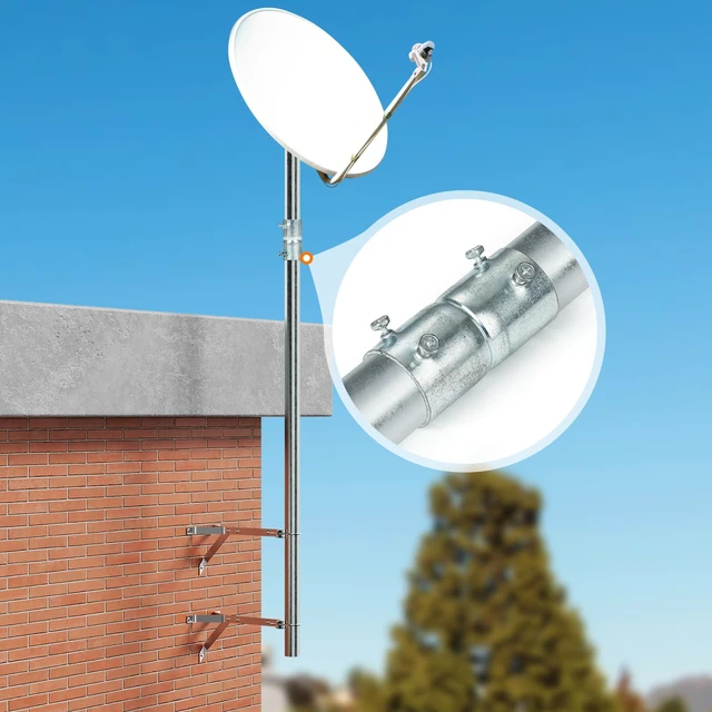 Alt view image 5 of 5 - Antenna Mast 3ft Extension Pole, 1.25" x3Ft Heavy Duty Galvanized Steel with 1 Coupler