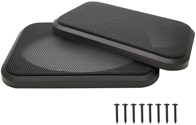 Main image of 4"x6" Speaker Grill Covers, Square, Black Color, 2Pcs ABS Plastic Frame with Metal Mesh, Two-piece Design, Car / Home Audio Speaker Subwoofer Guard Protector