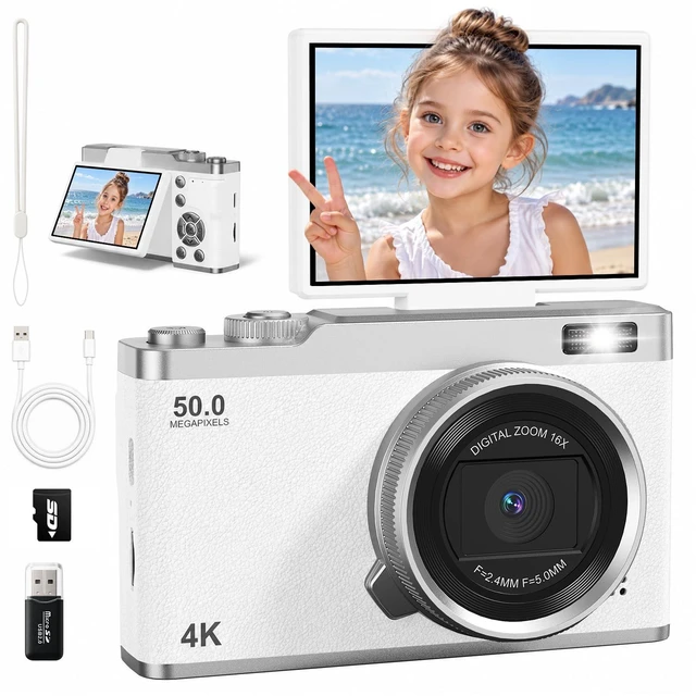 Main image of Kids Digital Camera for Ages 6-15, Beginner Camera for Boys & Girls, Easy to Use Starter Camera with Flip Screen, Autofocus, Selfie & Video for Travel, School,Birthday with SD Card