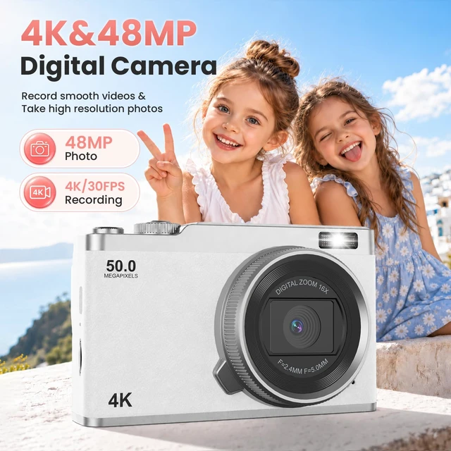 Alt view image 2 of 7 - Kids Digital Camera for Ages 6-15, Beginner Camera for Boys & Girls, Easy to Use Starter Camera with Flip Screen, Autofocus, Selfie & Video for Travel, School,Birthday with SD Card