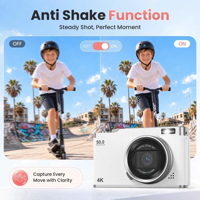Alt view image 4 of 7 - Kids Digital Camera for Ages 6-15, Beginner Camera for Boys & Girls, Easy to Use Starter Camera with Flip Screen, Autofocus, Selfie & Video for Travel, School,Birthday with SD Card