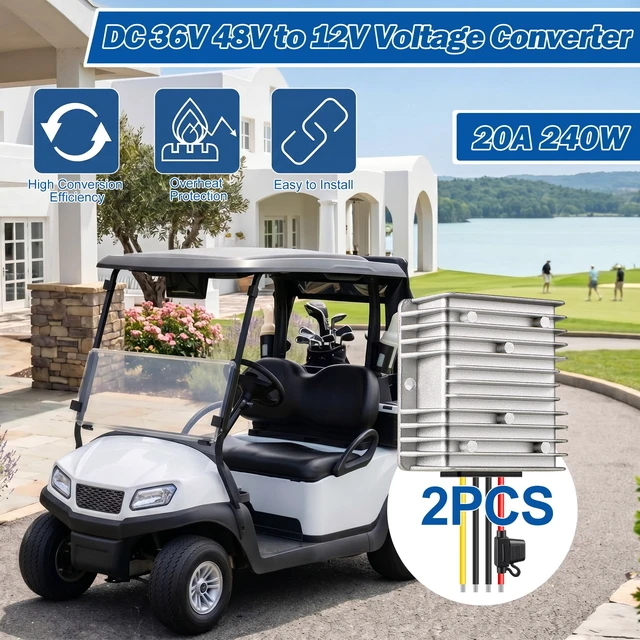 Alt view image 7 of 7 - 20A 240W Golf Cart 36V 48V to 12V Converter Voltage Reducer, 2 Pack DC to DC Buck Converter, 12 Volt Voltage Regulator for Golf Cart RV Audio LED Strip Light, Universal Power Stabilizer
