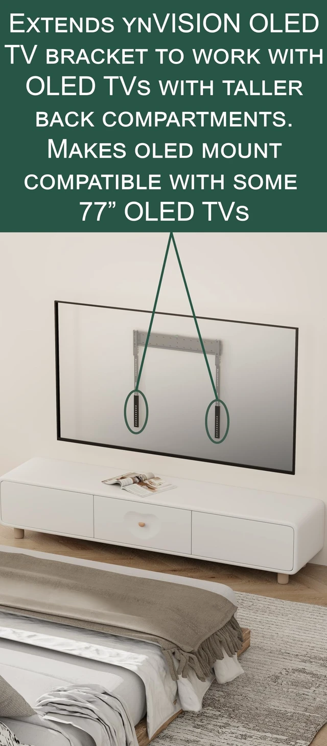 Alt view image 4 of 6 - ynVISION Vertical VESA Extension Arms for YN-OLEDTV Slim TV Wall Mount Vesa Mount Adapter Brackets, Required for Some 77" OLED TVs, Sony Compatible, Mounting Hardware Included