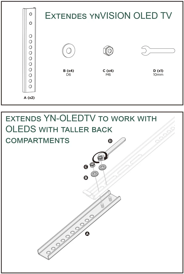 Alt view image 5 of 6 - ynVISION Vertical VESA Extension Arms for YN-OLEDTV Slim TV Wall Mount Vesa Mount Adapter Brackets, Required for Some 77" OLED TVs, Sony Compatible, Mounting Hardware Included