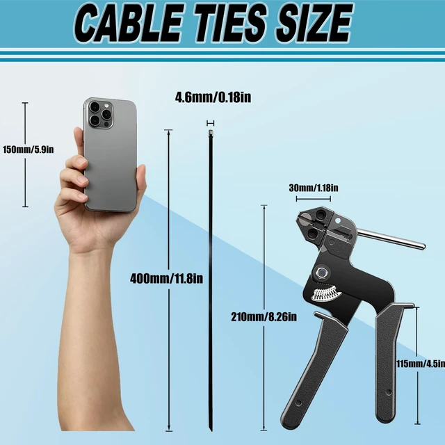 Alt view image 2 of 7 - 100PCS Cable Ties,0.18X15.75 Inch Heavy Duty Black Metal Zip Ties 304 Stainless Steel Zip Ties, 264LBS High-strength,Self-locking Secure Fastening,Ideal for Outdoor,Fence, Exhaust Wrap Etc