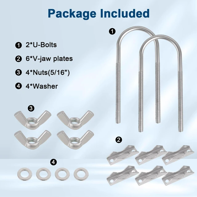 Alt view image 5 of 6 - Double Antenna Mast Clamp - 2 Sets Antenna Mast to Mast Clamp V Jaw Block with U Bolts,Heavy Duty Mast to Mast Mount Bracket Kit for Outside Antennas,Flag Pole,Umbrella Parasols