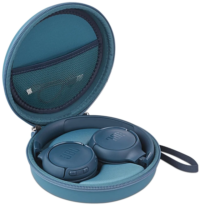 Main image of Hard Headphone Case for JBL Tune 510BT / 520BT Over-Ear Headphones, Blue Portable Carrying Storage Case, with Handle Strap and Mesh Pocket, Travel and Home Use