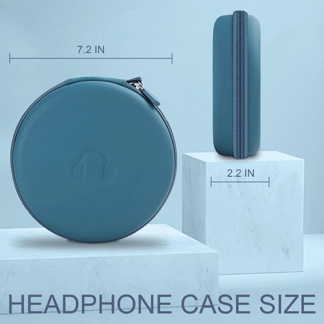 Alt view image 4 of 7 - Hard Headphone Case for JBL Tune 510BT / 520BT Over-Ear Headphones, Blue Portable Carrying Storage Case, with Handle Strap and Mesh Pocket, Travel and Home Use