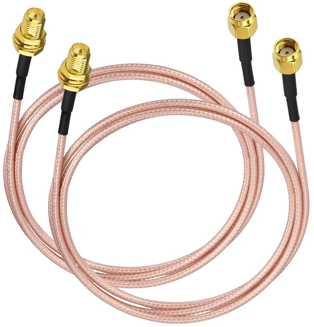 Main image of 6ft RP-SMA Male to RP-SMA Female Bulkhead Mount RG316D Coax Cable 2-Pack Low Loss WiFi Antenna Extension Cable 50 Ohm for WiFi Router Security IP Camera Monitor Mini PCIE Card