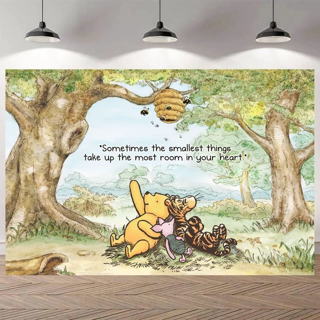 Main image of Winnie Quotes Backdrop The Pooh Banner 57 x 37 Inch Perfect Baby Shower Decorations Bear Bee Birthday Party Supplies Decorations