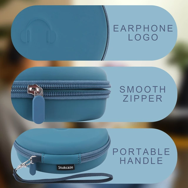 Alt view image 5 of 7 - Hard Headphone Case for JBL Tune 510BT / 520BT Over-Ear Headphones, Blue Portable Carrying Storage Case, with Handle Strap and Mesh Pocket, Travel and Home Use