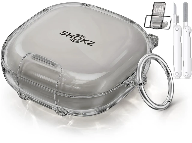 Main image of for Shokz OpenFit 2+ Case 2025 with Safety Lock & Phone Stand,Clear+Black Soft TPU Clear Case for Shokz OpenFit 2 T921,Drop Protective Case with Cleaner Kit & Keychain for Men Women,Shockproof
