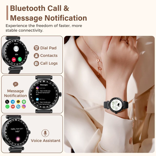 Alt view image 2 of 7 - Smart Watch for Women, 1.19" AMOLED Display Fitness Tracker Bluetooth Make/Answer Call, Watches with 110+ Sports Modes/Heart Rate/SpO2/Sleep Monitor, Smartwatch IP68 Waterproof for Android iOS