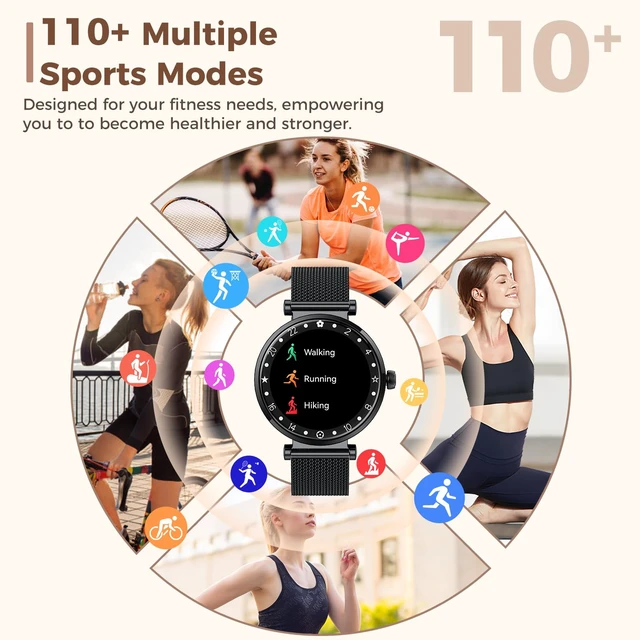 Alt view image 4 of 7 - Smart Watch for Women, 1.19" AMOLED Display Fitness Tracker Bluetooth Make/Answer Call, Watches with 110+ Sports Modes/Heart Rate/SpO2/Sleep Monitor, Smartwatch IP68 Waterproof for Android iOS