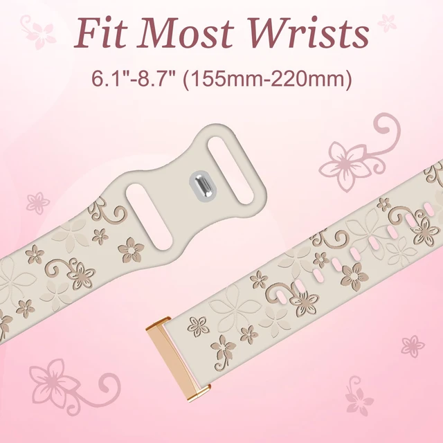 Alt view image 4 of 7 - 2 Pack Floral Engraved Bands for Fitbit Sense 1/2 Versa3/4 Cute,Two-Tone,Soft Silicone,Sport Strap,Women,For Fitbit Sense 2 / Sense Fitbit Versa 4/ Versa 3
