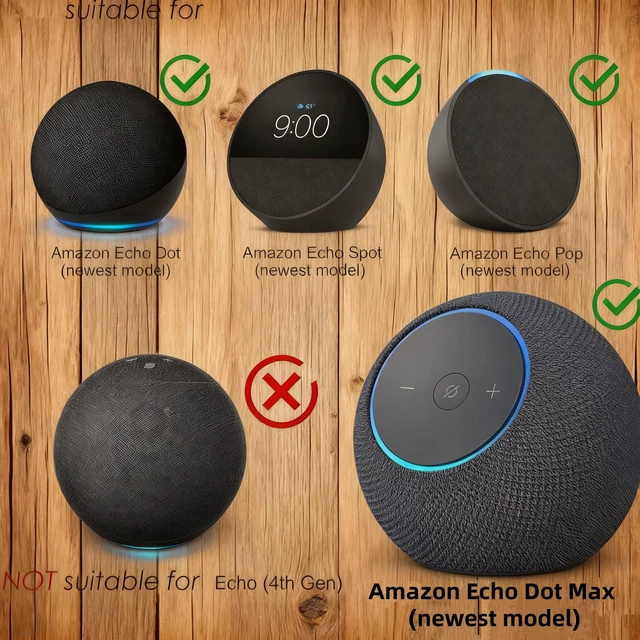 Alt view image 5 of 7 - Universal Desktop Speaker Mount Stand Suitable for Echo Spot (2024 Release),Dot Max (Newest Model),Pop,Dot 5th, Home Pod Mini and All Suitable Sized Speakers (Black Walnut with Metal Strip)