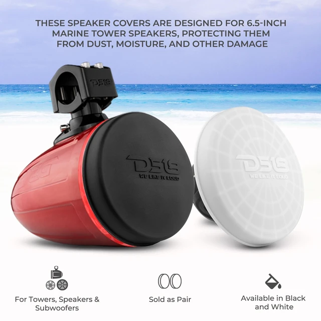 Alt view image 3 of 4 - Hydro CS-6/BK 6.5" Silicone Marine Speaker Cover - Water, Dust and UV Rays Protection - Compatible with Tower Speakers - Great Durability - Special Edition (Pair)