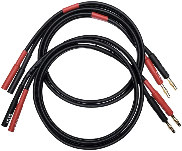 Main image of Banana Plugs Female to Male Extension Cable, 2-Pack (3 Feet) 12 Gauge 680 strand count soft silicone rubber cable