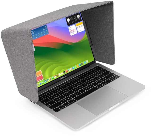 Main image of Laptop Sun Shade for Working Outside, Light Weight Display Screen Privacy Hood & Glare Shield, Foldable Shield Cover (Gray, M)