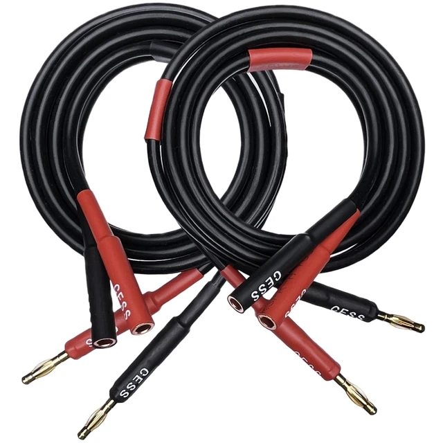 Alt view image 5 of 7 - Banana Plugs Female to Male Extension Cable, 2-Pack (3 Feet) 12 Gauge 680 strand count soft silicone rubber cable