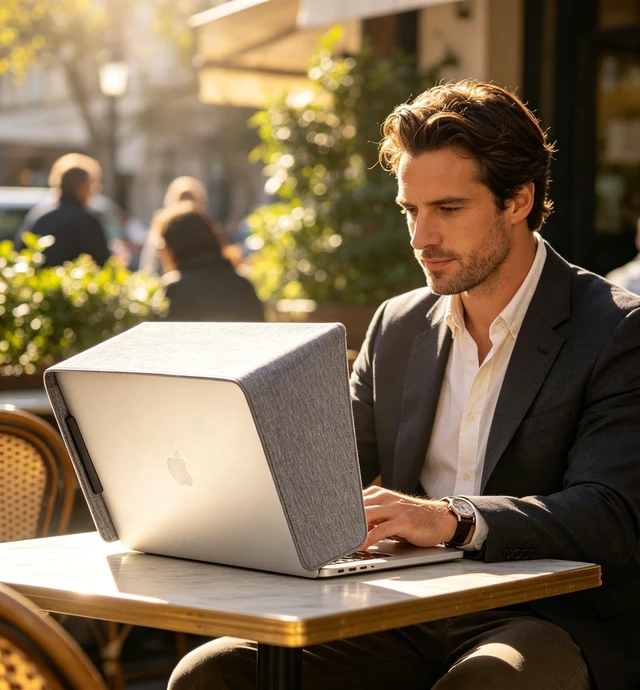 Alt view image 7 of 7 - Laptop Sun Shade for Working Outside, Light Weight Display Screen Privacy Hood & Glare Shield, Foldable Shield Cover (Gray, L)