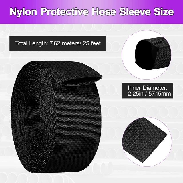 Alt view image 2 of 7 - 2.25" ID Nylon Protective Hose Sleeve, Nylon Protective Sleeve Nylon Protective Sheath Nylon Cable Cover for Welding Torch Hydraulic Hose, 25' Length, Black