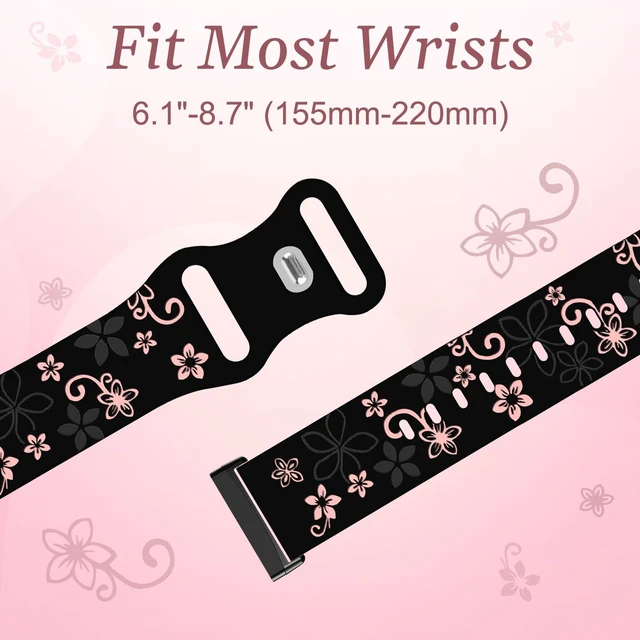 Alt view image 4 of 7 - 2 Pack Floral Engraved Bands for Fitbit Sense 1/2 Versa3/4 Cute,Two-Tone,Soft Silicone,Sport Strap,Women,For Fitbit Sense 2 / Sense Fitbit Versa 4/ Versa 3