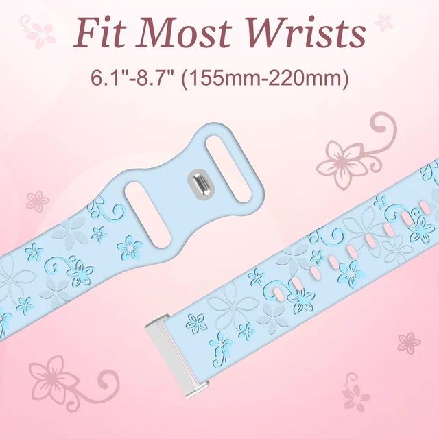 Alt view image 4 of 7 - 2 Pack Floral Engraved Bands for Fitbit Sense 1/2 Versa3/4 Cute,Two-Tone,Soft Silicone,Sport Strap,Women,For Fitbit Sense 2 / Sense Fitbit Versa 4/ Versa 3