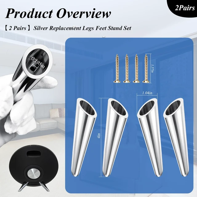 Alt view image 2 of 6 - 2 Pair Legs for Harman Kardon Onyx Studio 1 and 2 Speakers Silver Stand Set with Screws, Non-slip, Provide a Stable & Secure Base, Make the Speakers Look Neat Outside, Easy DIY Install