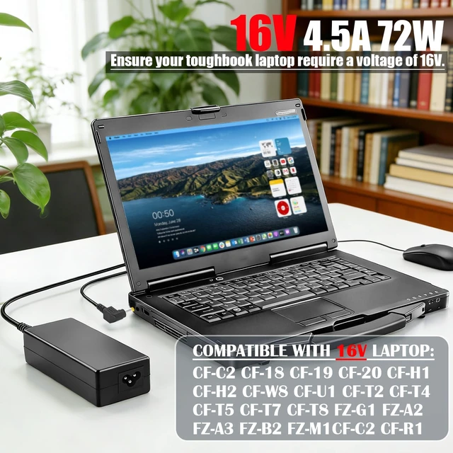 Alt view image 2 of 7 - 16V Charger Compatible with Panasonic-Toughbook CF-20 CF-C2 CF-18 FZ-G1 PC Fit for Toughbook Laptop AC Adapter 72W, 5.5mm Tip, FZ-A2 FZ-A3 FZ-B2 FZ-M1 CF-19 CF-H1 CF-H2 CF-W8 CF-T8 CF-T7 CF-T5 CF-T2