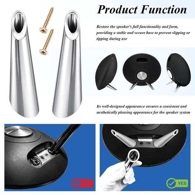 Alt view image 4 of 6 - 2 Pair Legs for Harman Kardon Onyx Studio 1 and 2 Speakers Silver Stand Set with Screws, Non-slip, Provide a Stable & Secure Base, Make the Speakers Look Neat Outside, Easy DIY Install