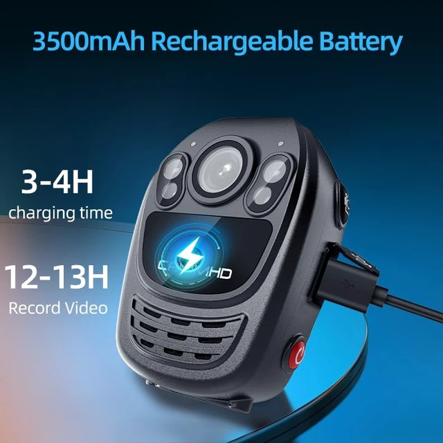 Alt view image 3 of 7 - YX1-128G 2K/1440P Body Camera Support Video Audio Image, 3500mAh Battery Work 12hrs, Night Vision and 2.0IN Screen Easy to Playback, Data-encrypted Body Cam for Police and Personal
