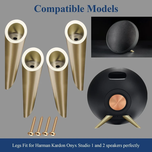 Alt view image 3 of 6 - 2 Pairs Legs for Harman Kardon Onyx Studio 1 and 2 Speakers Gold Stand Set with Screws, Non-slip, Provide a Stable & Secure Base, Make the Speakers Look Neat Outside, Easy DIY Install