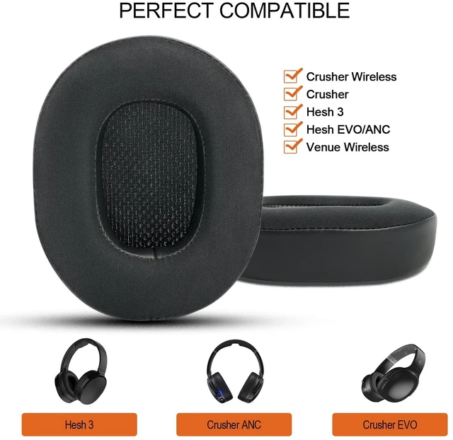 Alt view image 2 of 7 - Gvoears Replacement Earpads for Skullcandy Crusher Wireless, Crusher ANC/EVO, Hesh ANC/EVO, Hesh 3 Wireless, Also Fit for Skullcandy Venue Wireless Headphones, Comfortable Cooling-Gel Pads (Black)