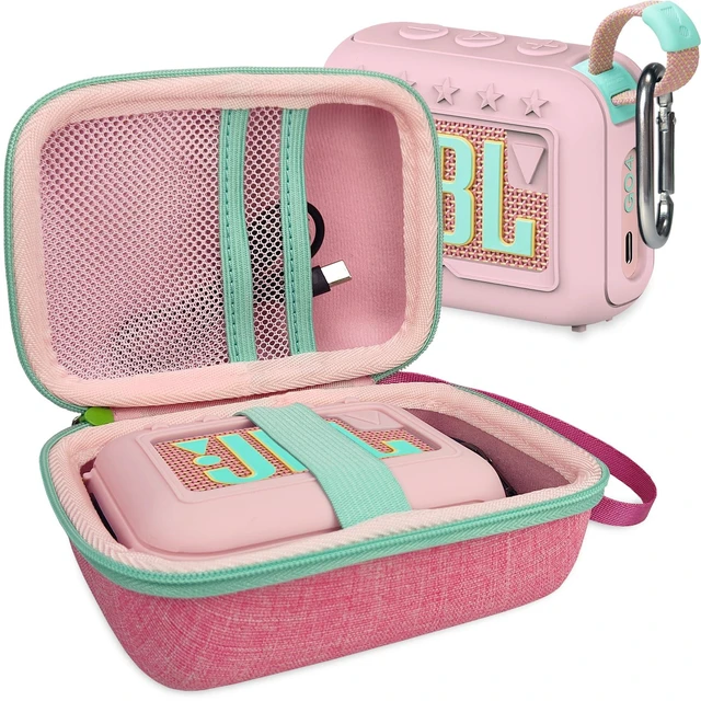 Main image of Silicone Cover and Hard Carrying Case for JBL Go 4 Bluetooth Speaker Protective Holder Carrier for JBL Go 4 Speaker Accessories, Scratch-Resistant and Drop-Proof Cover (Pink)