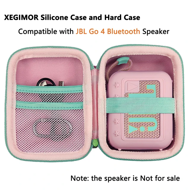 Alt view image 2 of 7 - Silicone Cover and Hard Carrying Case for JBL Go 4 Bluetooth Speaker Protective Holder Carrier for JBL Go 4 Speaker Accessories, Scratch-Resistant and Drop-Proof Cover (Pink)