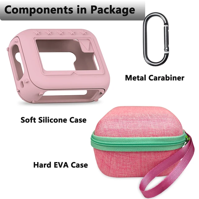Alt view image 3 of 7 - Silicone Cover and Hard Carrying Case for JBL Go 4 Bluetooth Speaker Protective Holder Carrier for JBL Go 4 Speaker Accessories, Scratch-Resistant and Drop-Proof Cover (Pink)