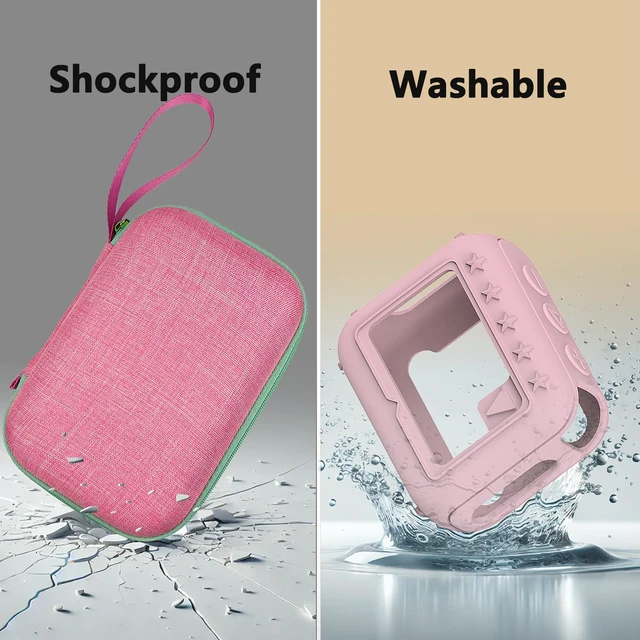 Alt view image 4 of 7 - Silicone Cover and Hard Carrying Case for JBL Go 4 Bluetooth Speaker Protective Holder Carrier for JBL Go 4 Speaker Accessories, Scratch-Resistant and Drop-Proof Cover (Pink)