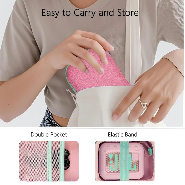 Alt view image 5 of 7 - Silicone Cover and Hard Carrying Case for JBL Go 4 Bluetooth Speaker Protective Holder Carrier for JBL Go 4 Speaker Accessories, Scratch-Resistant and Drop-Proof Cover (Pink)