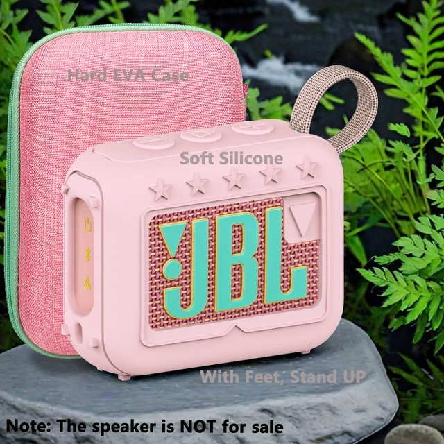 Alt view image 6 of 7 - Silicone Cover and Hard Carrying Case for JBL Go 4 Bluetooth Speaker Protective Holder Carrier for JBL Go 4 Speaker Accessories, Scratch-Resistant and Drop-Proof Cover (Pink)