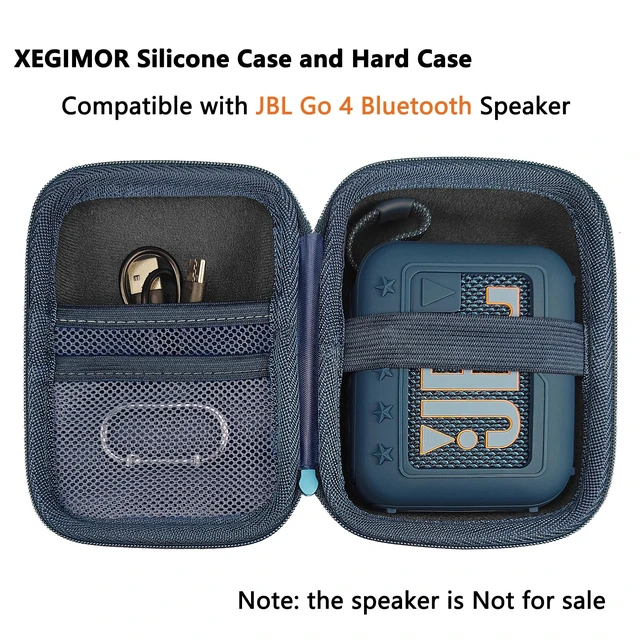 Alt view image 2 of 7 - Silicone Cover and Hard Carrying Case for JBL Go 4 Bluetooth Speaker Protective Holder Carrier for JBL Go 4 Speaker Accessories, Scratch-Resistant and Drop-Proof Cover (Blue)