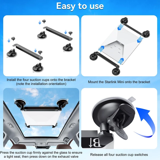 Alt view image 7 of 7 - Starlink Mini Mount,Starlink Mini Car Suction Cup Mount for Window Sunroof Secure Satellite Mounting Kit with Strong Grip with Strong Suction Cups Compatible for Cars, RV, Boats, Windows and Sunroof