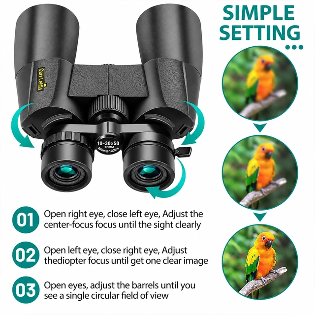 Alt view image 4 of 7 - HD Professional 10-30x50 Zoom Binoculars for Adults High Power Low Light Night Vision, BAK4 Prism with FMC Lens, Waterpoof, Bird Watching Hunting Travel Concerts & Sports