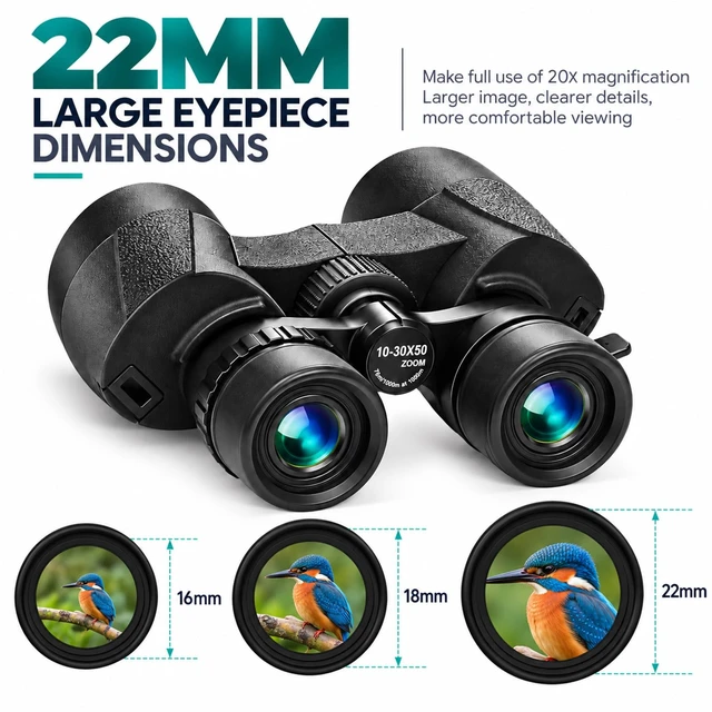 Alt view image 5 of 7 - HD Professional 10-30x50 Zoom Binoculars for Adults High Power Low Light Night Vision, BAK4 Prism with FMC Lens, Waterpoof, Bird Watching Hunting Travel Concerts & Sports
