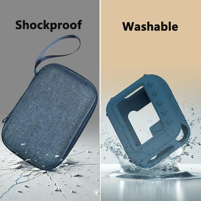 Alt view image 4 of 7 - Silicone Cover and Hard Carrying Case for JBL Go 4 Bluetooth Speaker Protective Holder Carrier for JBL Go 4 Speaker Accessories, Scratch-Resistant and Drop-Proof Cover (Blue)
