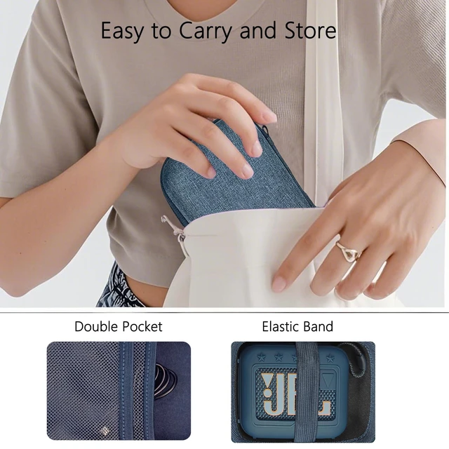 Alt view image 5 of 7 - Silicone Cover and Hard Carrying Case for JBL Go 4 Bluetooth Speaker Protective Holder Carrier for JBL Go 4 Speaker Accessories, Scratch-Resistant and Drop-Proof Cover (Blue)