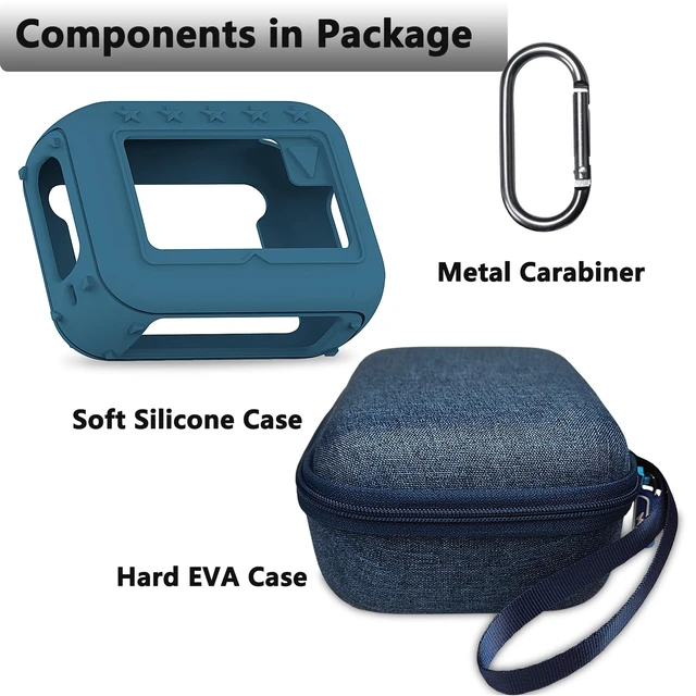Alt view image 3 of 7 - Silicone Cover and Hard Carrying Case for JBL Go 4 Bluetooth Speaker Protective Holder Carrier for JBL Go 4 Speaker Accessories, Scratch-Resistant and Drop-Proof Cover (Blue)